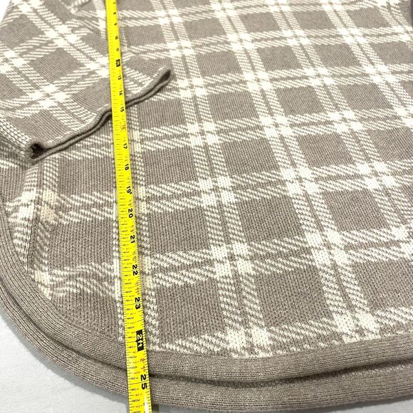 ~ LOFT Outlet Tan Plaid Turtleneck 3/4 Sleeve Poncho Knit Sweater XS/S womens ~ - Picture 5 of 16